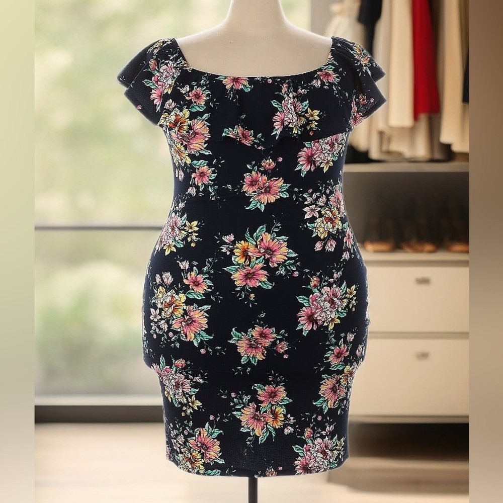 #20 • Love Chesley Navy Blue Floral Bodycon Dress Womens size 3X New with tags